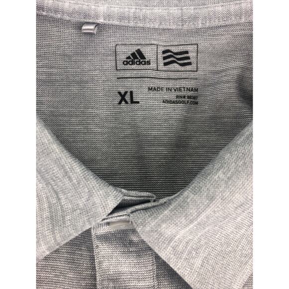 Adidas Men's Polo Golf Shirt XL Short Sleeve Gray and White Blended + Trim 88387 - Picture 4 of 11